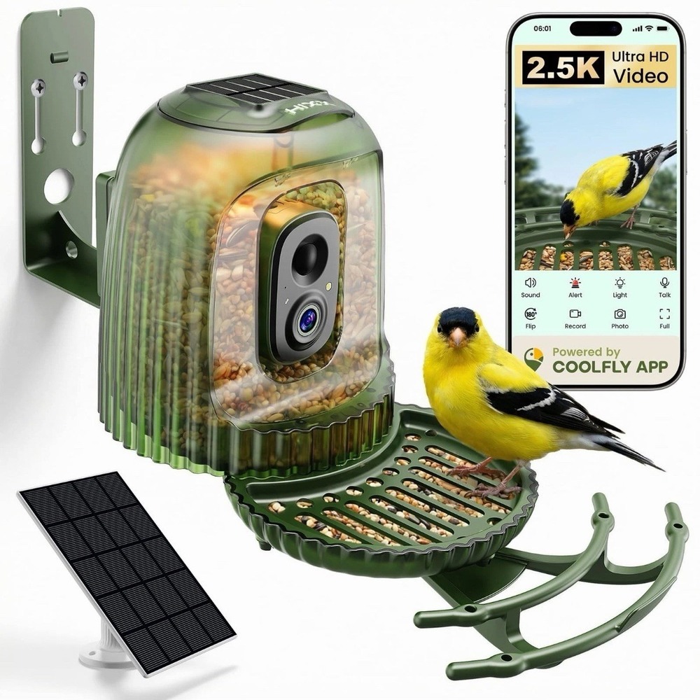 Smart Bird Feeder With 4MP Camera AI Auto Capture Video Green - Picture 1 of 14